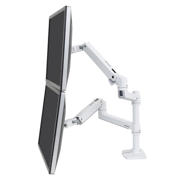 LX Dual Monitor Mount Stacking Arm, Tall Pole (white) - Lucinda Technology Solutions