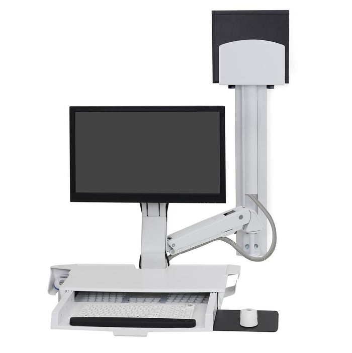 StyleView Sit-Stand Combo System with Worksurface, medium CPU holder, white - Lucinda Technology Solutions