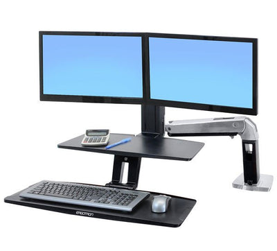 Bureau debout WorkFit-A avec clavier suspendu, double - Lucinda Technology Solutions