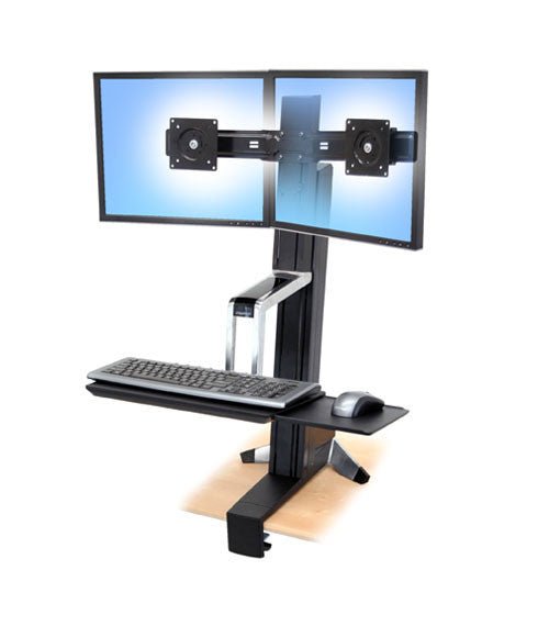 Bureau debout à deux écrans WorkFit-S, de base - Lucinda Technology Solutions