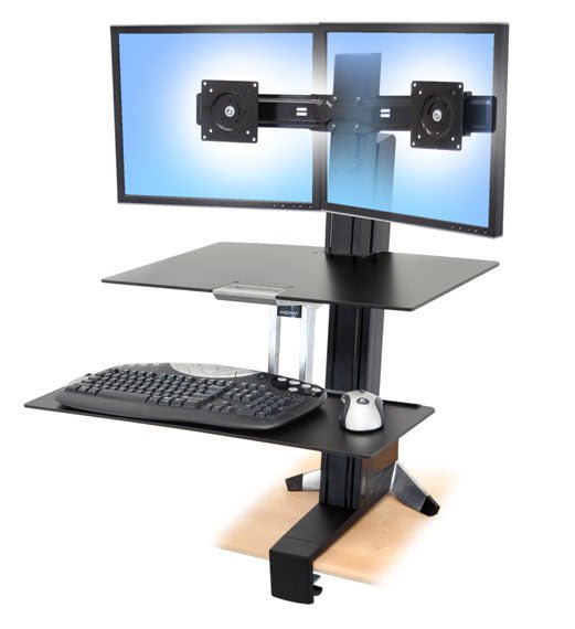 WorkFit-S Dual avec surface de travail (noir), bureau debout 33-349-200 - Lucinda Technology Solutions