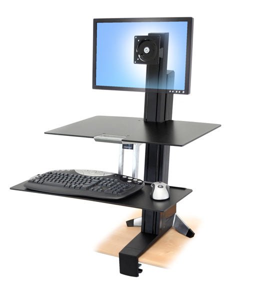 WorkFit-S Single With Worksurface(Black), Standing Desk 33-350-200 - Lucinda Technology Solutions